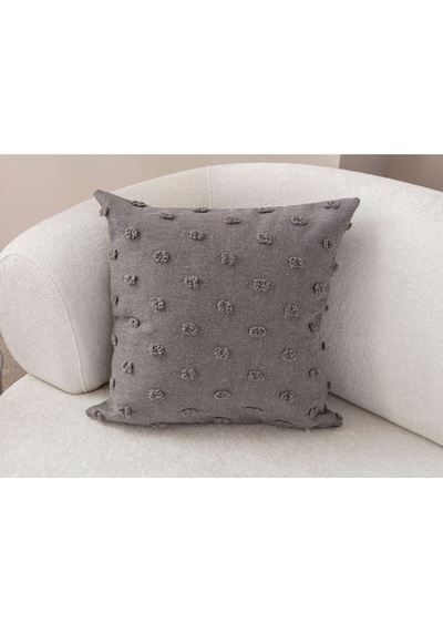 Swita Home Dekoratif Puantiye Keten Kumaşlı Kırlent Kılıfı 43x43 Gri