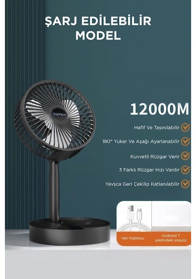 Torima F-06 Mini Fan Vantilatör Masa Fan Siyah