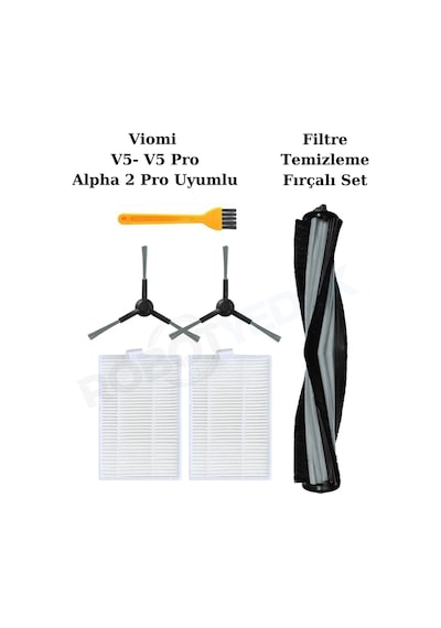 Viomi V5 V5 Pro Alpha 2 Pro Uyumlu Fırça Yedek Filtre Set-7 Parça