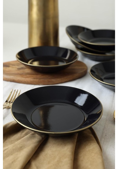 Siyah Gold Bahar Yemek Tabağı 19 Cm 6 Adet