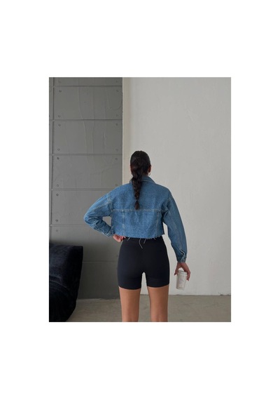 Zdnjeans Kadın Açık Mavi Denim Crop Kot Ceket