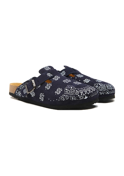 Comfortfusse Folk Capri - Erkek Ortopedik Deri Sabo Terlik Lacivert Süet Deri