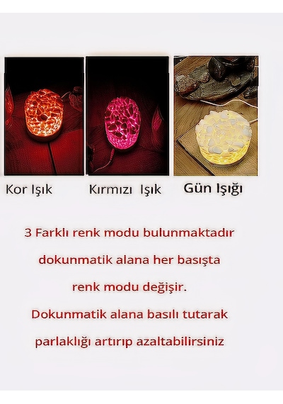 Dekoratif Masa Lambası Kor Yanar Taş Yatak Odası Meditasyon Alev