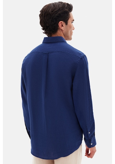 D'S Damat Ds Damat Comfort İndigo Düz %100 Keten Gömlek 4hc02ap01265m İndigo