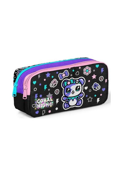 Coral High Kids Siyah Ayıcık Desenli 3'lü Okul Çanta Seti Set0133242 Çok Renkli