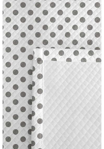 Gri Puantiyeli Minimal Genç Odası Tek Kişilik Pike Takımı - Geometrik 160x220 Cm Yatak Örtüsü Doğal Halı Işıltısı