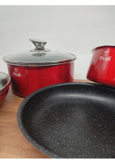 Tivoli Metallic Line Red Collection 9 Parça Tencere Takımı