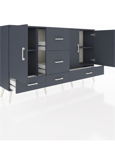 Arges Konsol 4 Raflı 5 Çekmeceli 3 Kapaklı 176x30x99 Antrasit-antrasit Antrasit - Antrasit Arges Konsol 4 Raflı 5 Çekmeceli 3 Kapaklı 176x30x99 Antrasit-antrasit Antrasit - Antrasit