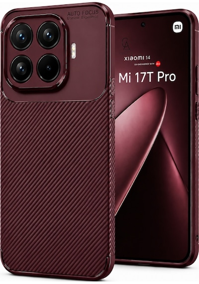Xiaomi Mi 17t Pro Uyumlu Kılıf Karbon Tasarım Kamera Korumalı Silikon Telefon Kılıfı Kapak Bordo