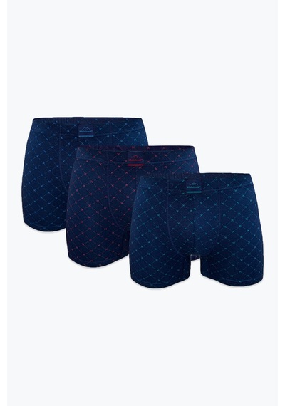 Malabadi Erkek 3'lü Desenli Lacivert Premium Collection Modal Boxer 3m251