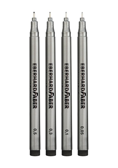 558104 - Pigment Fineliner Siyah Keçeli Kalem, Su Geçirmez Mürekkepli 4 Keçeli Kalem