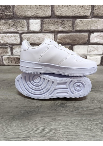 Unisex Günlük Ortopedik Esnek Taban Bağcıklı Spor Ayakkabı Ergonomik Rahat Nefes Alabilen Beyaz