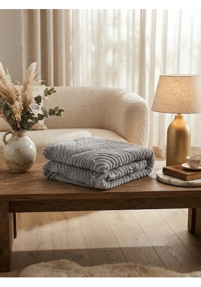 Merinos Elegans Embos Çift Kişilik Battaniye 220 X 240 Gri