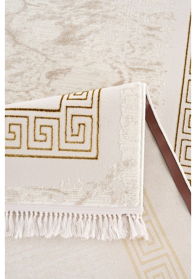 Efsun Krem Gold Modern Salon Ve Oturma Odası Halısı Krem