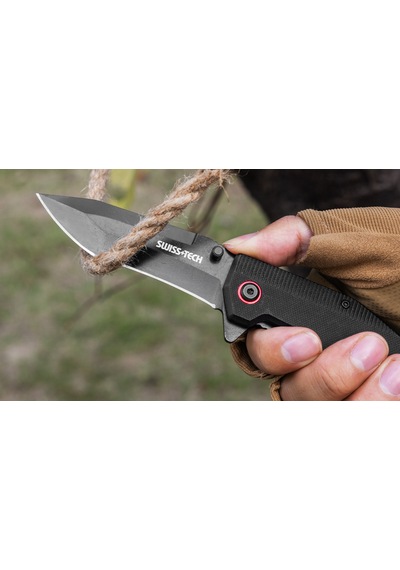 Swisstech G10 Folding Knife-black Tini Siyah