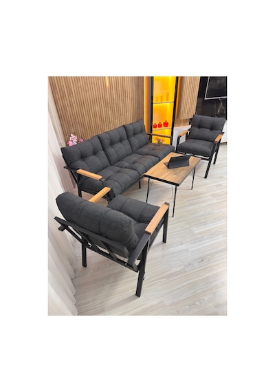 Houseart Balkon, Bahçe,teras,cafe - Salon - Metal Kanepe Koltuk Takımı - 3 1 1 Sehpa Antrasit Houseart Balkon, Bahçe,teras,cafe - Salon - Metal Kanepe Koltuk Takımı - 3 1 1 Sehpa Antrasit