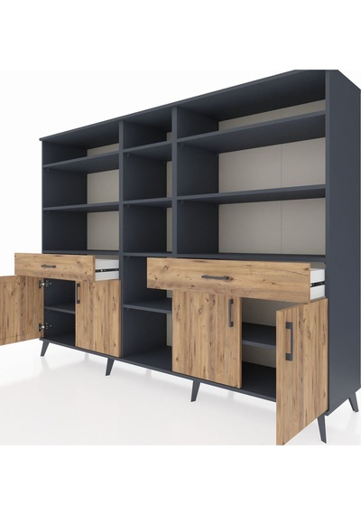 Hyperion Dolap 12 Raflı 2 Çekmeceli 4 Kapaklı 220x44x163 Antrasit-çam Atlas Çam - Antrasit Hyperion Dolap 12 Raflı 2 Çekmeceli 4 Kapaklı 220x44x163 Antrasit-çam Atlas Çam - Antrasit