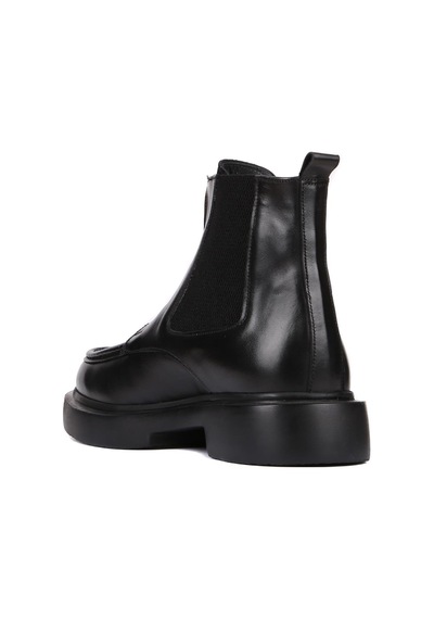 Shoetyle - Siyah Deri, Süet Fermuarlı Erkek Bot 250-085-1078 Siyah