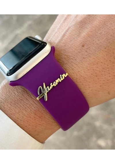 Apple Watch Uyumlu Gümüş Saat Isimlik Çok Renkli