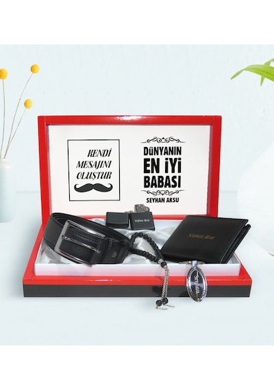 Kişiye Özel Dünyanın En İyi Babası Tasarımlı Mesajlı Kutuda Cüzda N11.6067