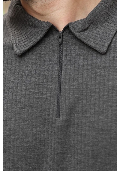 Antrasit Polo Yaka T-shirt Şort Takım E7363