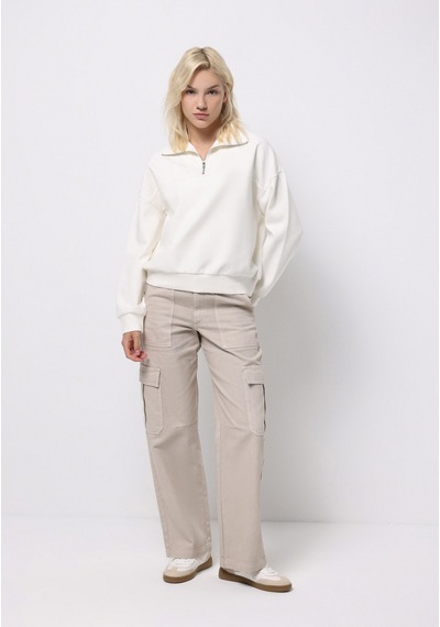 Colin's Colins Regular Fit Fermuarlı Düz Kadın Beyaz Sweatshirt Cl1076443 Q1.v2 Ofw Beyaz