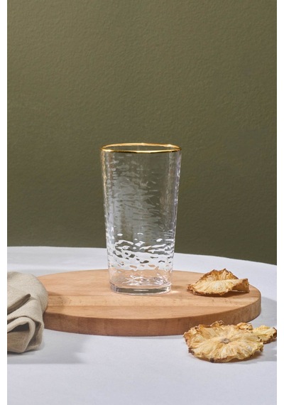 Karaca  Akroma Transparent Su Bardağı 435 Ml Gold