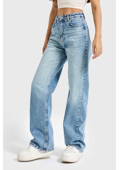 it's basic Kadın T.kot Rengi Doris 4s5-80 Straight Fit Yüksek Bel %100 Koton İç Boy 80cm Denim Jean Tint 2s5-67