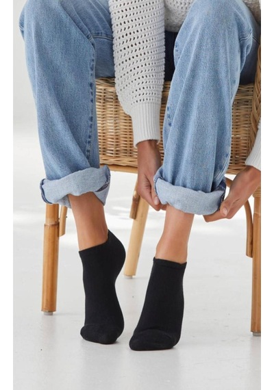 Ozzy Socks 6 Çift Yumuşak Dokulu Kadın Siyah Bambu Görünmez Sneaker Spor Ayakkabı Çorabı Siyah