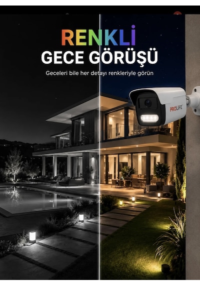 4 Kameralı Gece Renkli 8 Adet Warm Ledli Yeni Nesil 5 Mp Kuruluma Hazır Güvenlik Kamerası Seti