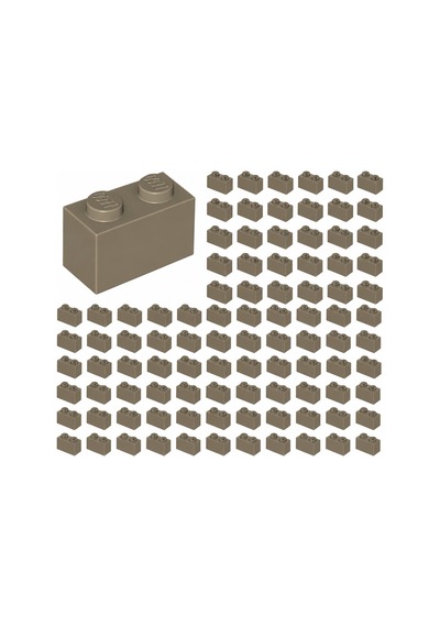 Yedek Parçalar: Brick: Duvar Parçası: 100 Adet 1x2 Koyu Krem 3004 - Parts: Brick: 100 Piece 1x2 Dark Tan 3004