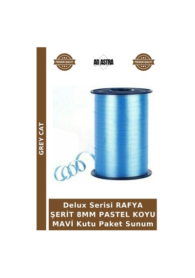 Delux Serisi Rafya Şerit 8mm Pastel Koyu Mavi Kutu Paket Sunum