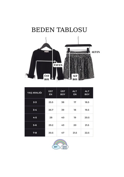 My Kids Wear Kız Çocuk Bayramlık Payet Etekli Takım 12532 Açık Pudra