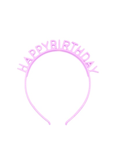 Pembe Happy Birthday Yazılı Kız Çocuk Taç Pembe