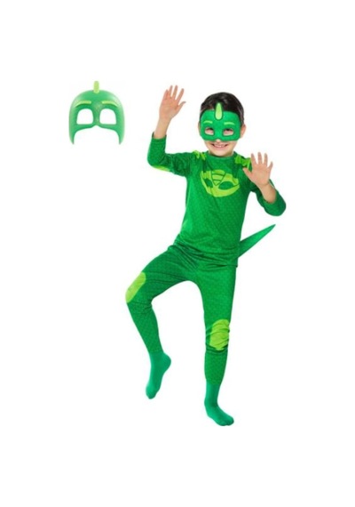 Sedirli Pijamaskeliler Kertenkele Çocuk Kostüm - Tulum + 2 Adet Maske Çok Renkli