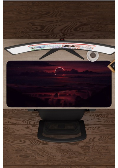 Dijital Gökyüzü Bulut Gün Batımı V4 90x40 Xxl Gaming Kauçuk Kaymaz Taban Mouse Pad Fare Altlığı