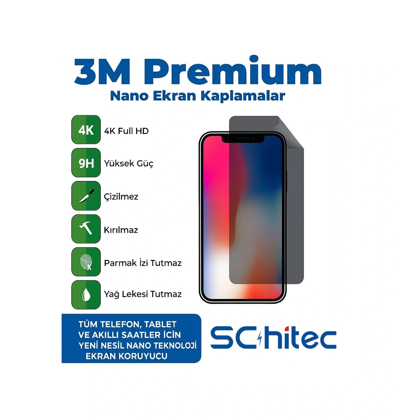 Schitec Apple Uyumlu iPhone 16e Darbe Emici Premium Ön Şeffaf Nano Ekran Koruyucu Poliüretan Film