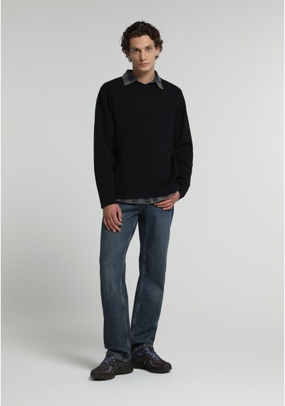 Colin's Colins Relaxed Fit Yuvarlak Yaka Jakarlı Erkek Lacivert Kazak Cl1082014 Q1.v2 Nav