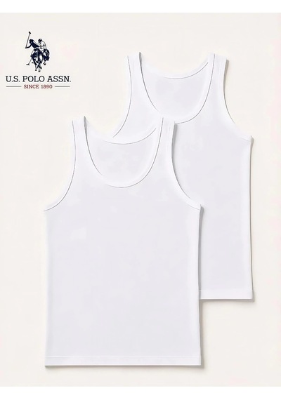 U.S. Polo Assn. 2'li Klasik Pamuklu Erkek Atlet Beyaz