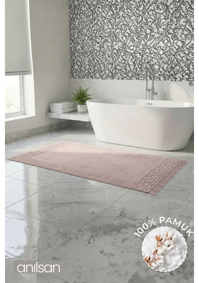 Fesun Pudra Ayak Havlusu - 70x130cm, 790gr, %100 Pamuk, Spa Ve Otel Banyo Paspası Pudra