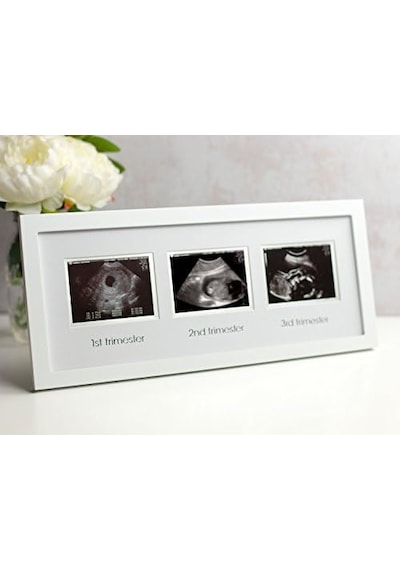 Pearhead 87038 Trimester Sonogram Frame Deluxe, Fotoğraf Çerçevesi İçin Üç Ultraschallaufnahmen, Beyaz Açık Gri