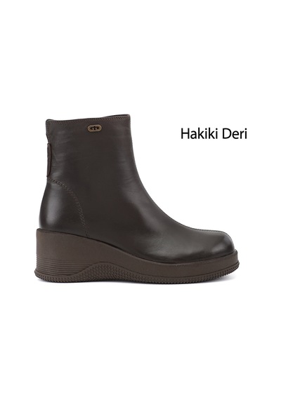 Gönderir Kadın Kahverengi Fermuarlı Dolgu Topuklu Hakiki Deri Bot Dkzb55935748