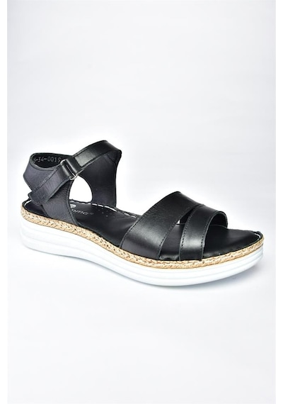 Fox Shoes P540061903 Siyah Hakiki Deri Kadın Sandalet Siyah