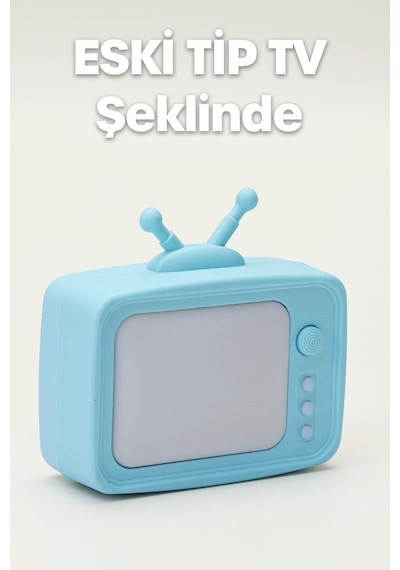 Gece Lambası Eski Tv Tip 2 Mod Sarı-beyaz Işık Tuşlu Koridor Hol Işığı Uyuma Işığı Turkuaz Gc04 Mavi
