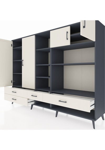 Hyperion Dolap 12 Raflı 4 Çekmeceli 4 Kapaklı 220x44x163 Antrasit Antrasit-aytaşı Hyperion Dolap 12 Raflı 4 Çekmeceli 4 Kapaklı 220x44x163 Antrasit Antrasit-aytaşı
