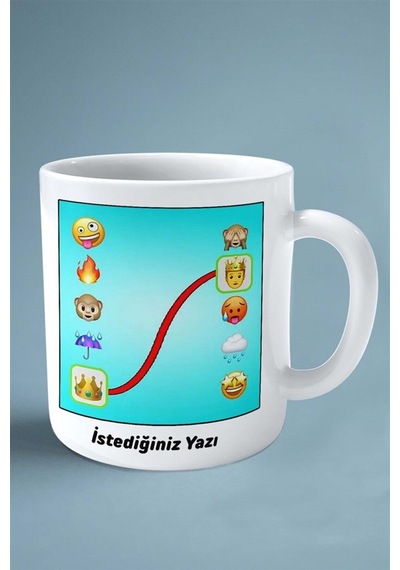 Emoji Puzzle Mobil Oyun Baskılı Kupa Bardak Çift Taraflı Baskı Kişiye Özel Model 2 Çok Renkli