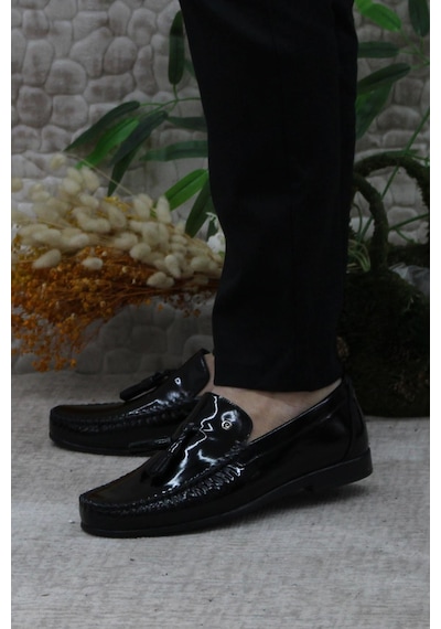 Pierre Cardin 25101 Siyah Rugan Hakiki Deri Erkek Babet Loafer Erkek Ayakkabı 001