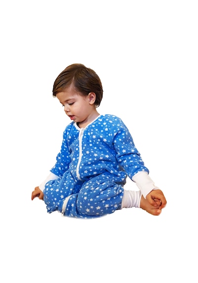 Yorni - Uzun Kollu Oeko-TEX Mikro Polar Bebek Çocuk Uyku Tulumu Mavi