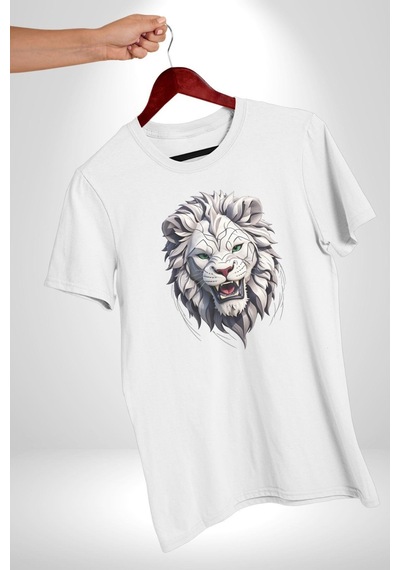 Beyaz Kaplan Kükreme Unisex Unisex Beyaz Organik Baskılı T-shirt Penye Yüksek Kalite Beyaz