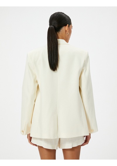 Koton Keten Karışımlı Blazer Ceket Cep Detaylı Kırık Beyaz 4sak50137uw Ekru Koton Keten Karışımlı Blazer Ceket Cep Detaylı Kırık Beyaz 4sak50137uw Ekru